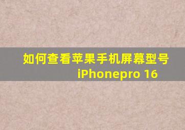 如何查看苹果手机屏幕型号iPhonepro 16